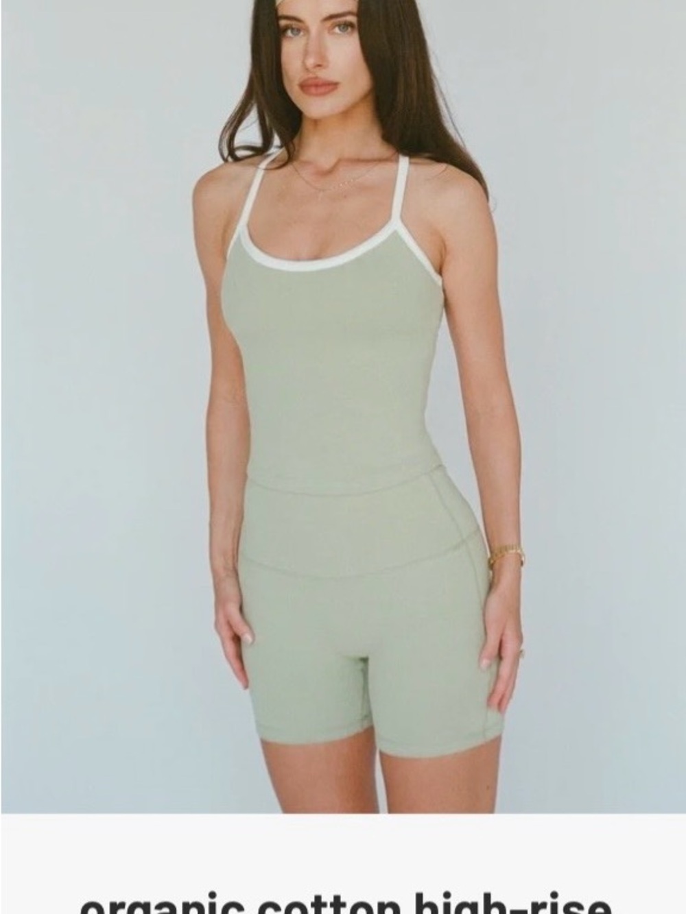 Layere Matcha Latte Organic Cotton High-Rise Biker Shorts Brandnew
